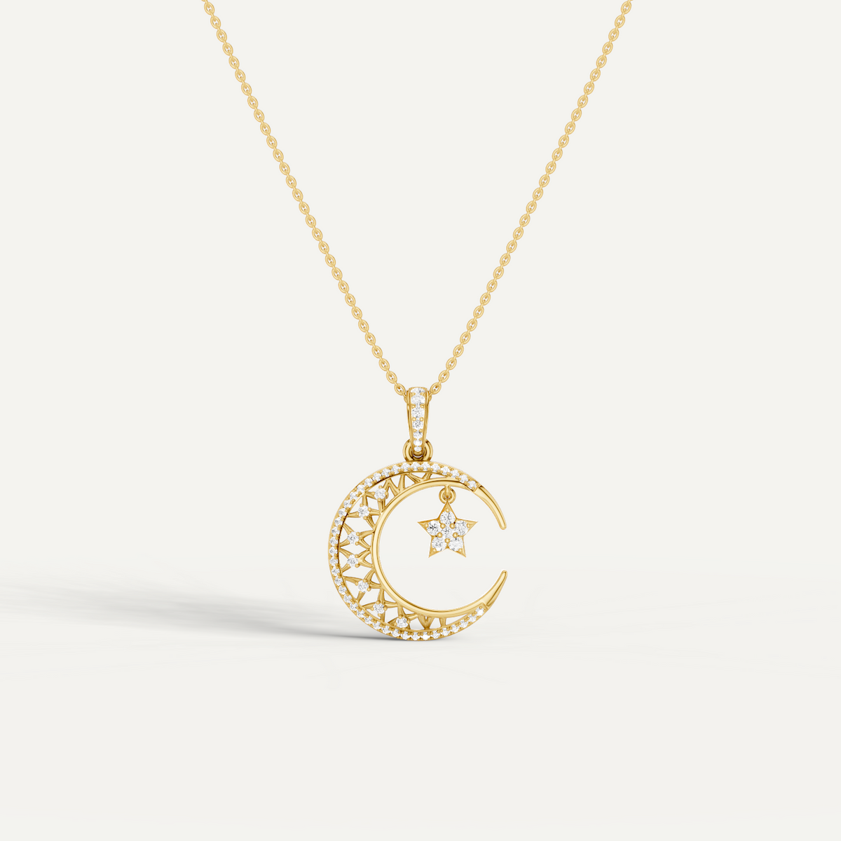Moonveil, Moon Pendant in 18K Yellow Gold
