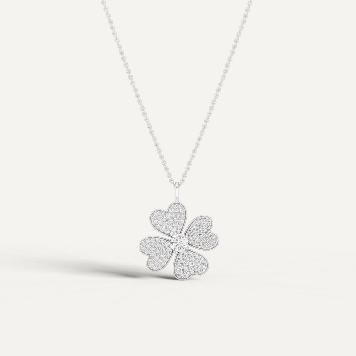 Lustre, Clover Leaf Pendant in 14K White Gold