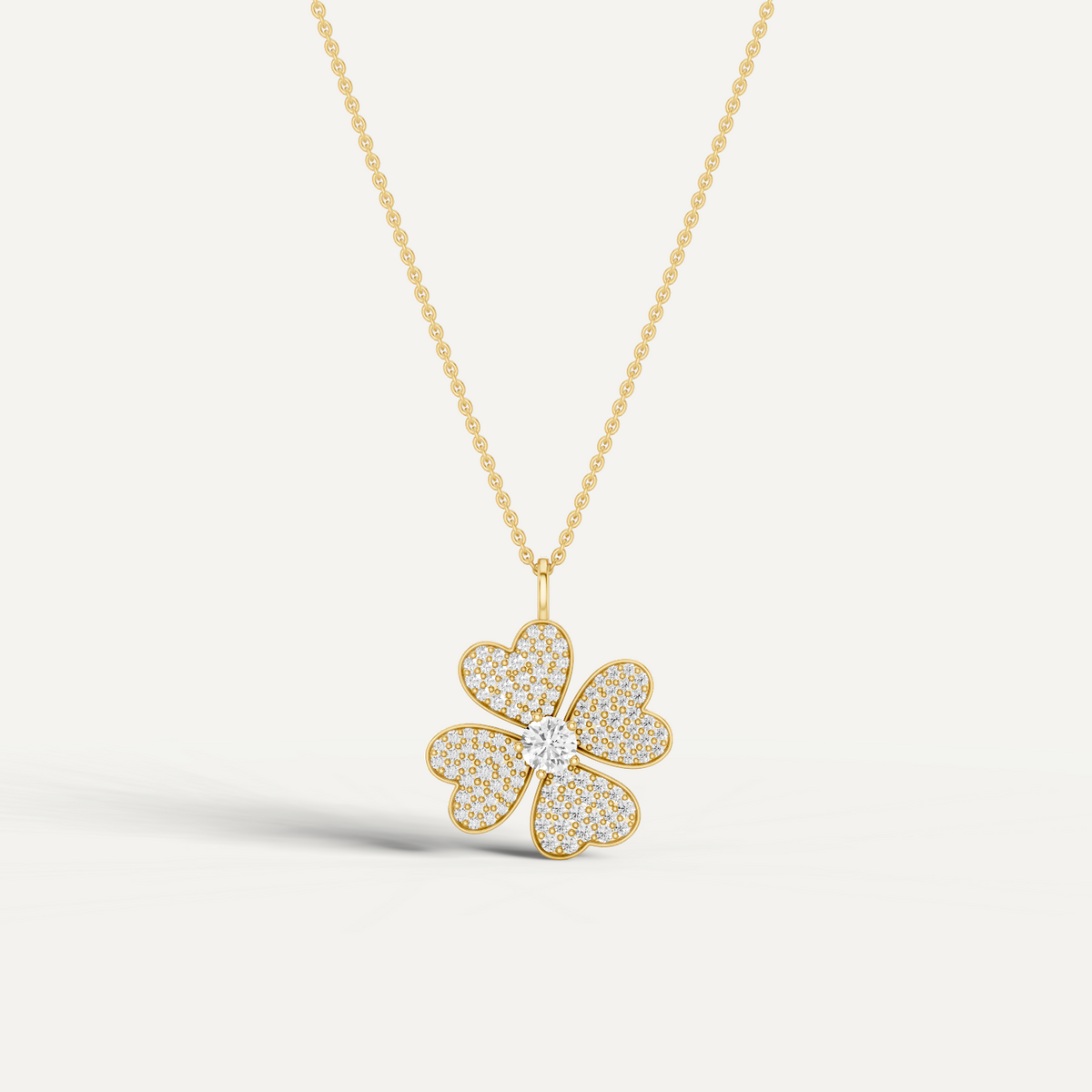 Lustre, Clover Leaf Pendant in 14K Yellow Gold
