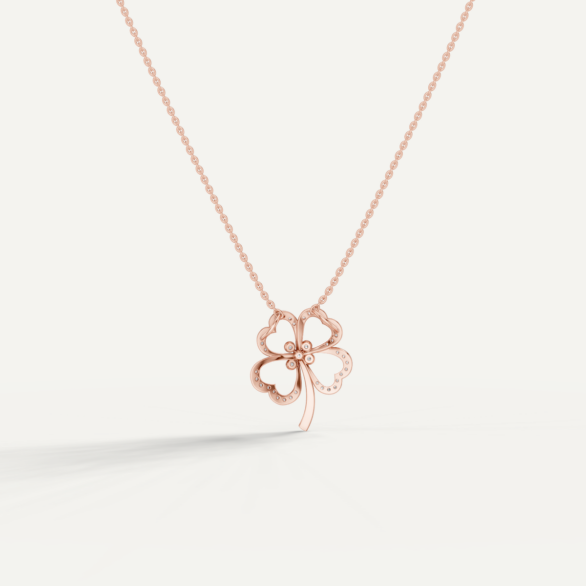 Felicia, Clover Leaf Pendant in 18K Rose Gold