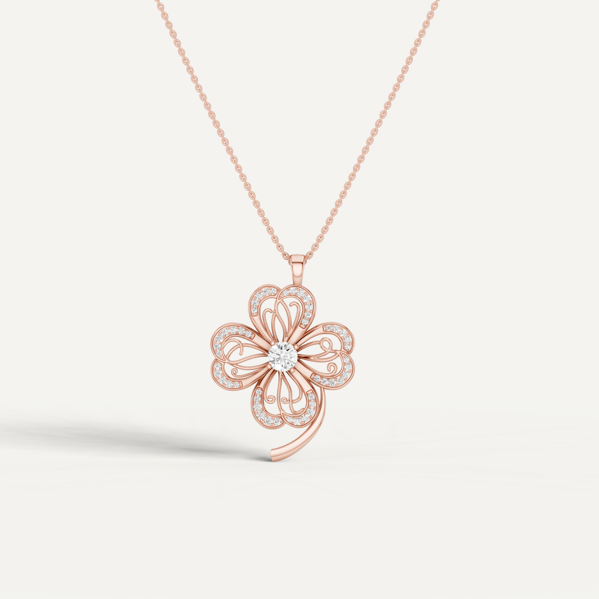 Faery, Clover Leaf Pendant in 18K Rose Gold