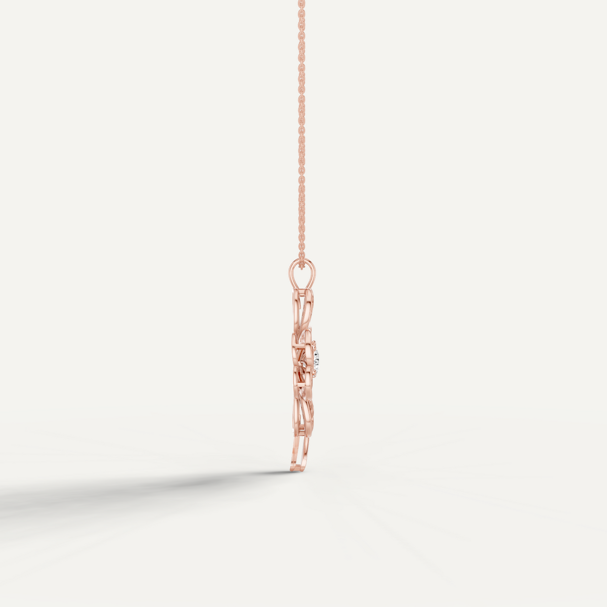 Faery, Clover Leaf Pendant in 14K Rose Gold