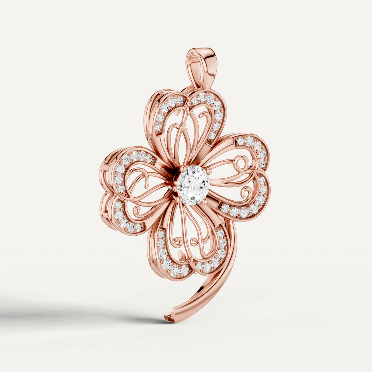 Faery, Clover Leaf Pendant in 18K Rose Gold