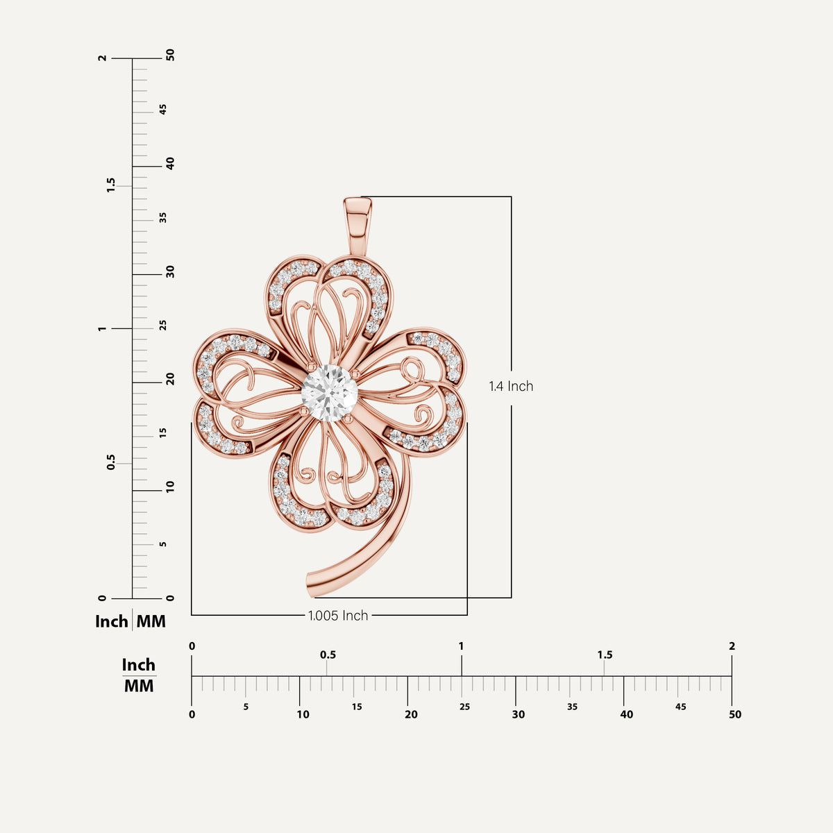 Faery, Clover Leaf Pendant in 18K Rose Gold