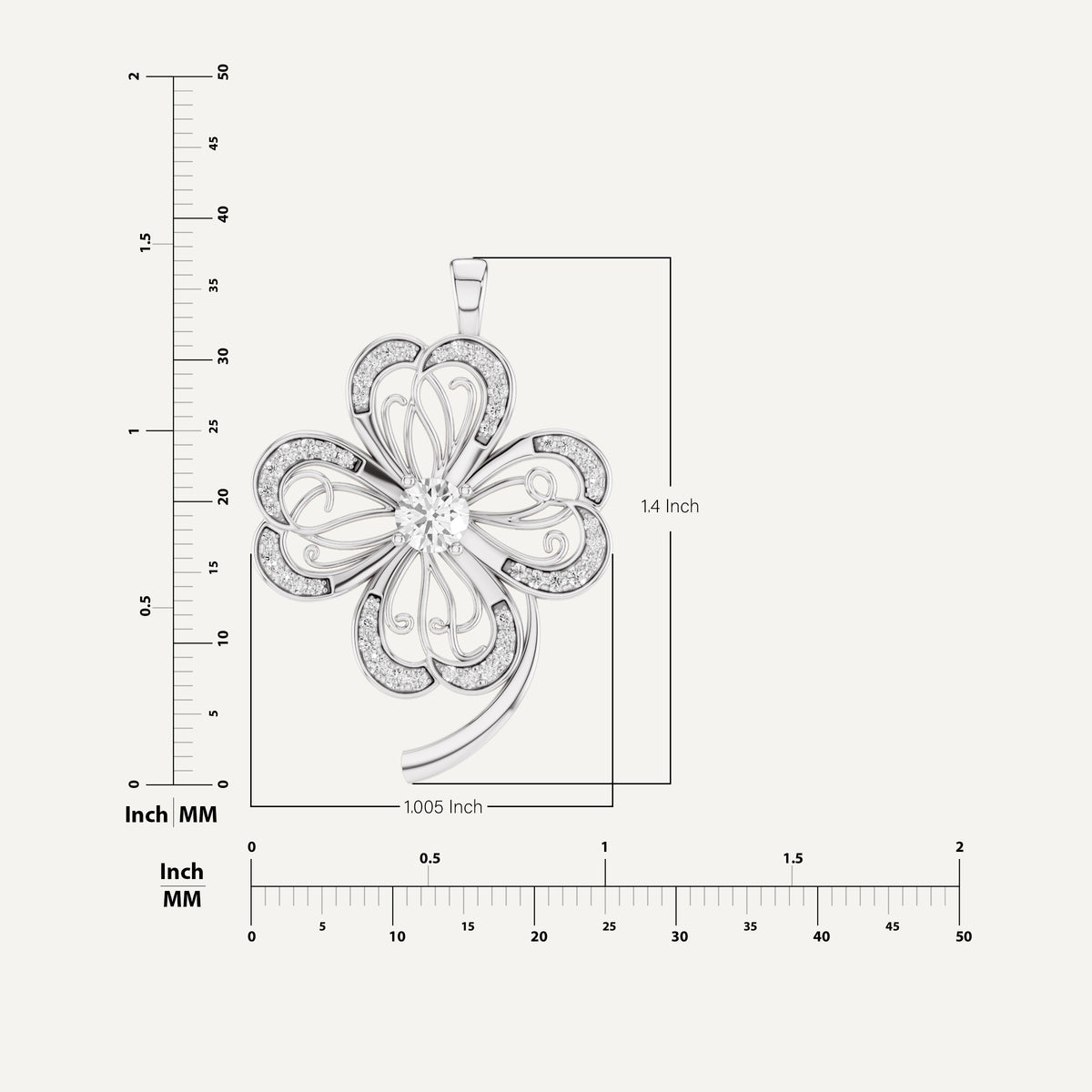 Faery, Clover Leaf Pendant in 18K White Gold