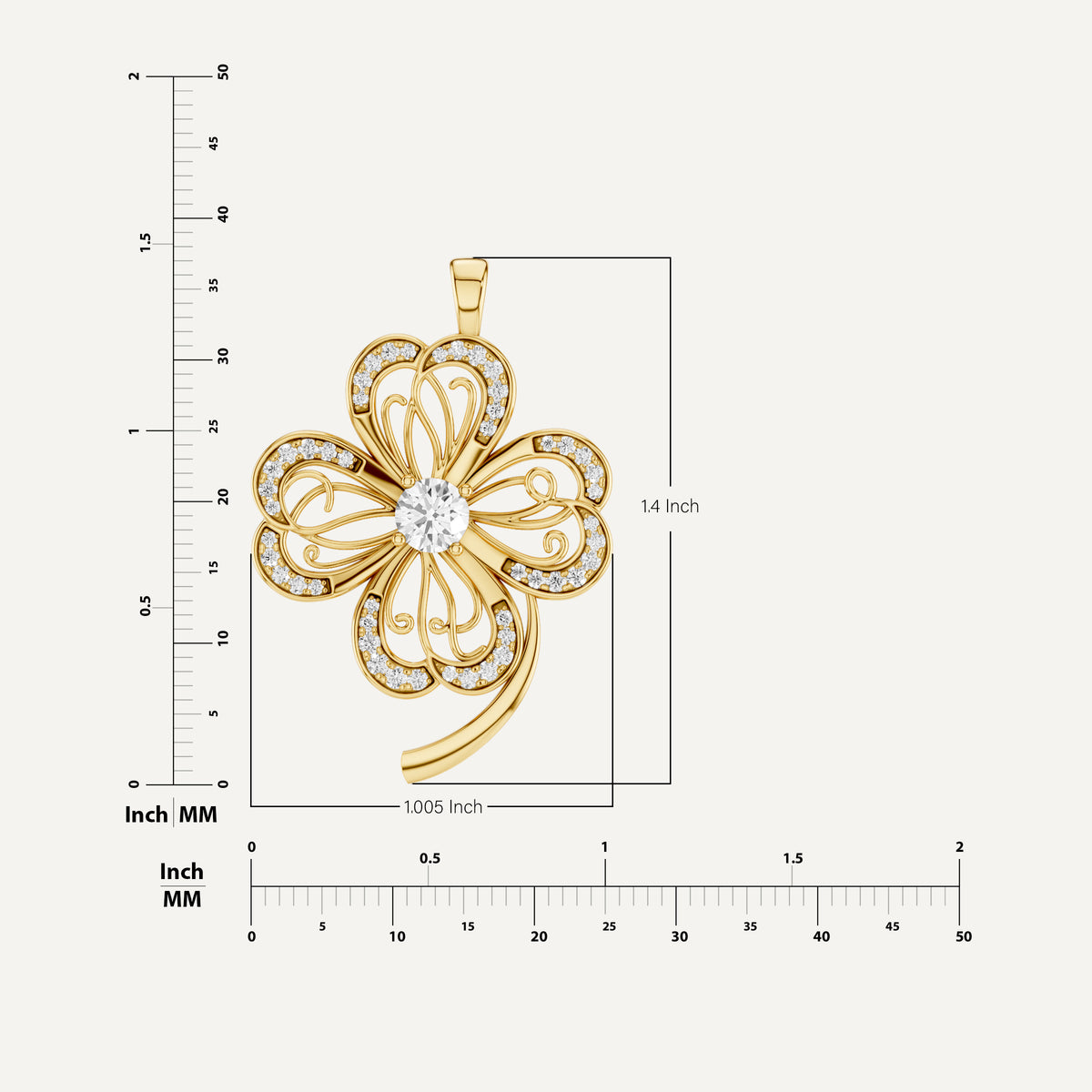 Faery, Clover Leaf Pendant in 18K Yellow Gold