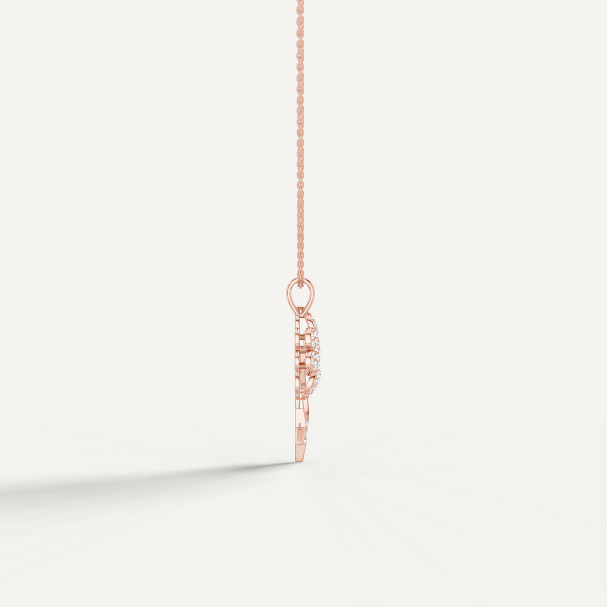 Starry Nite, Clover Leaf Pendant in 14K Rose Gold