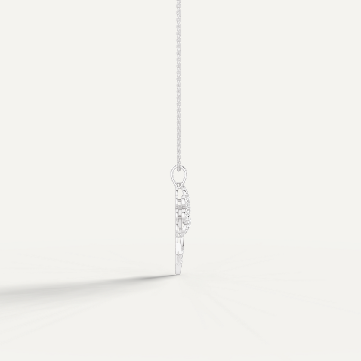 Starry Nite, Clover Leaf Pendant in 14K White Gold