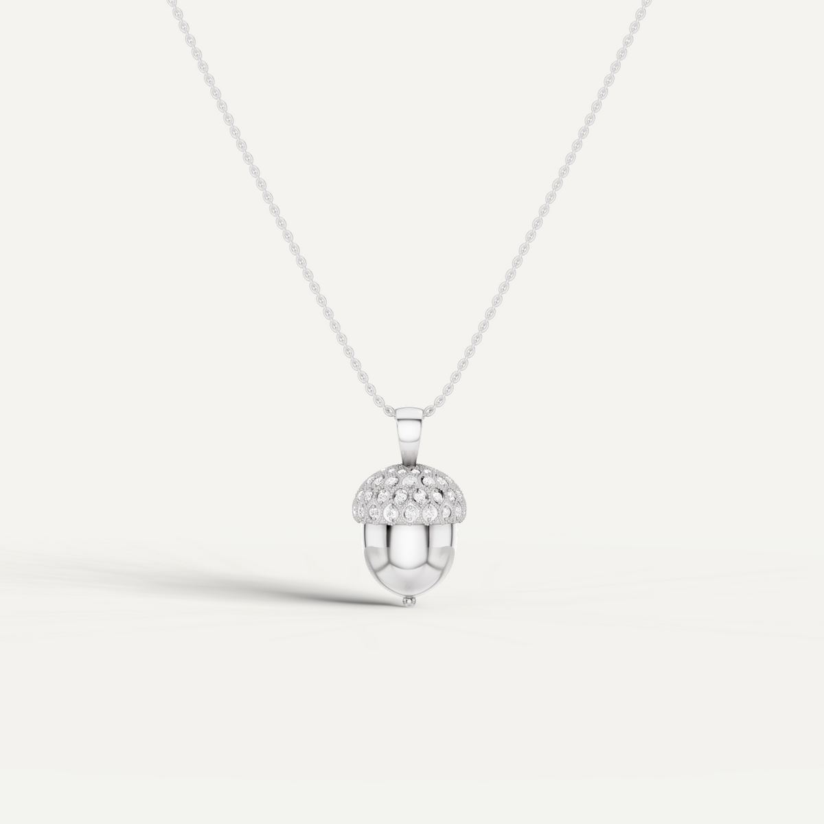 Acornia, Acorn Pendant in 14K White Gold