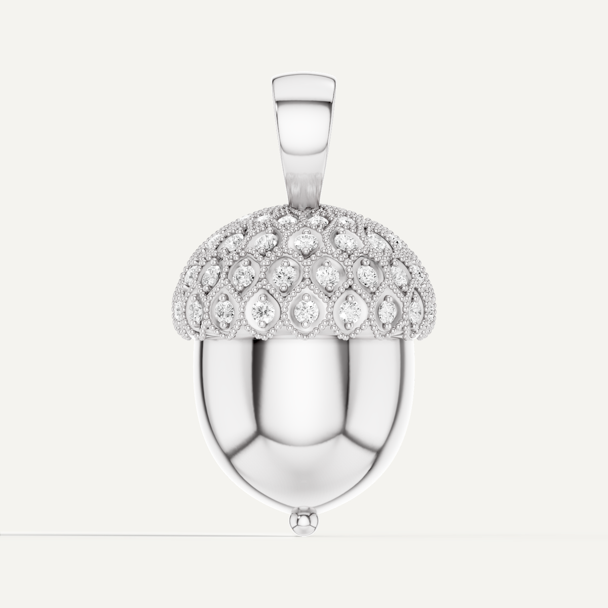 Acornia, Acorn Pendant in 14K White Gold