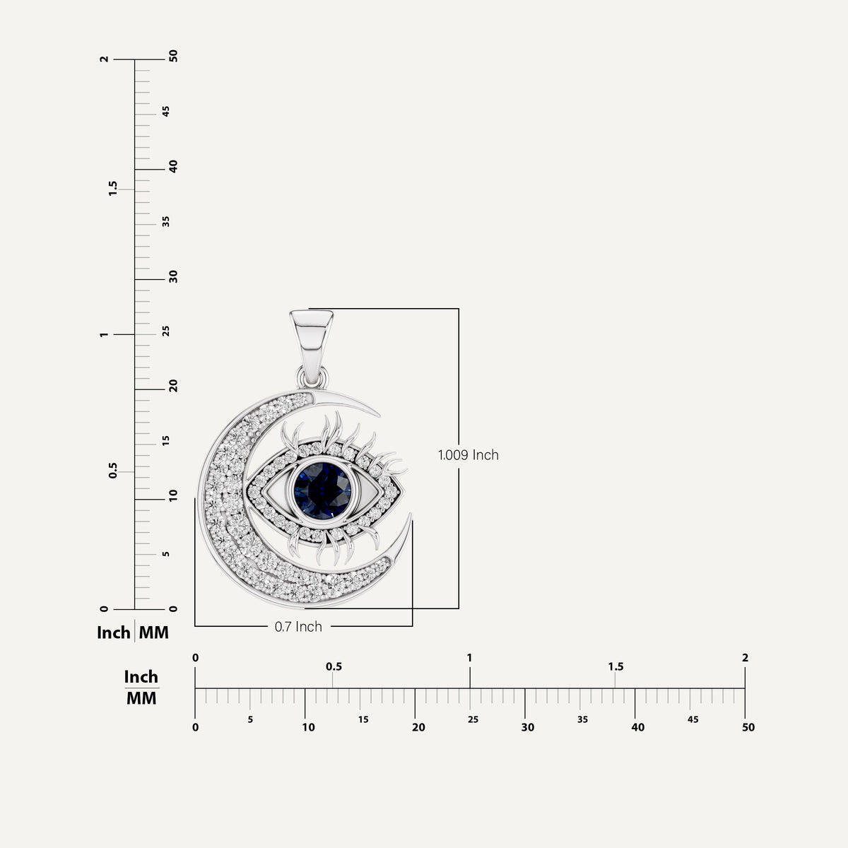 Nazaria, Evil Eye Pendant in 18K White Gold