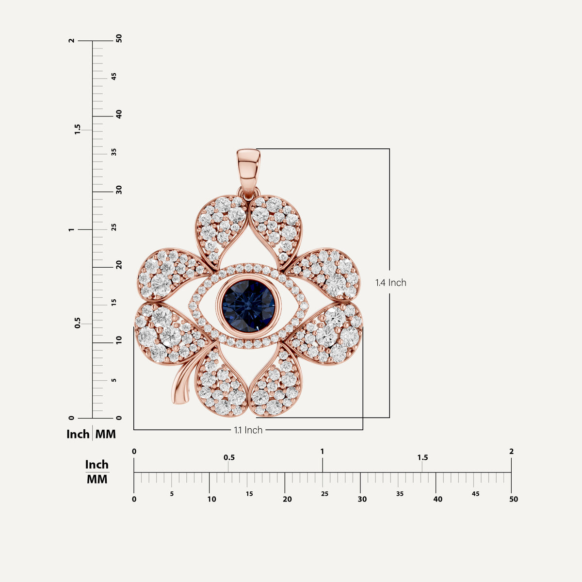 Plucky, Evil Eye Pendant in 18K Rose Gold