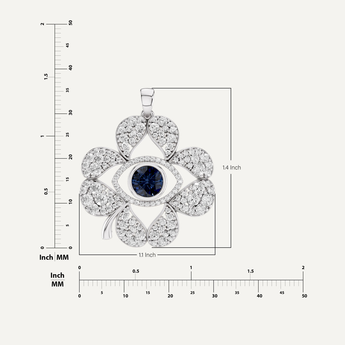 Plucky, Evil Eye Pendant in 14K White Gold