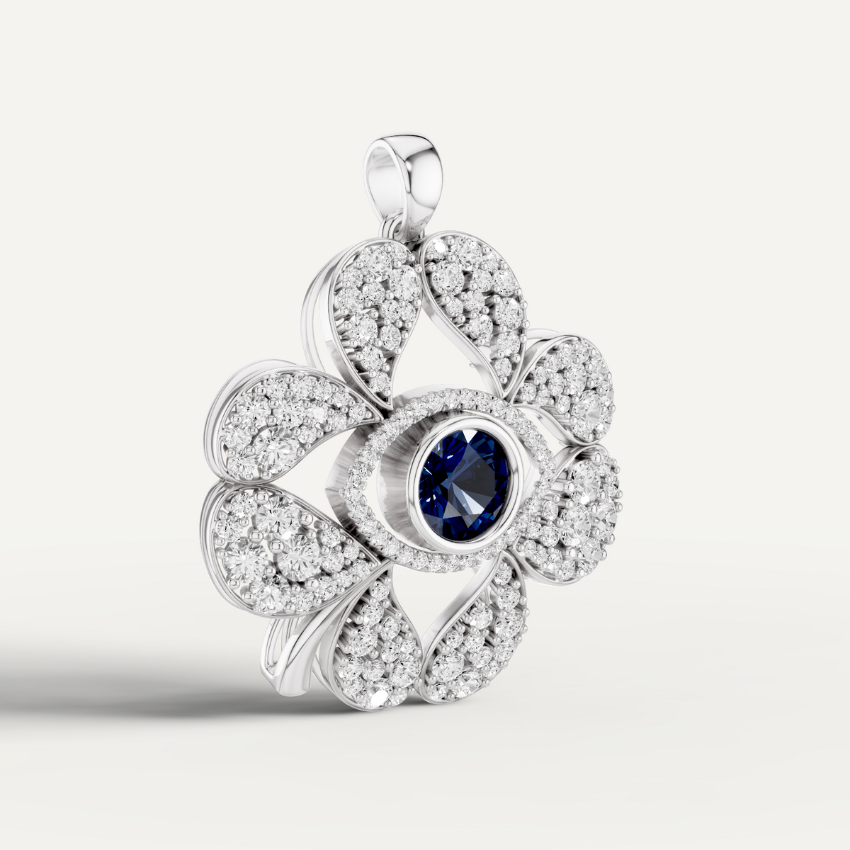 Plucky, Evil Eye Pendant in 14K White Gold
