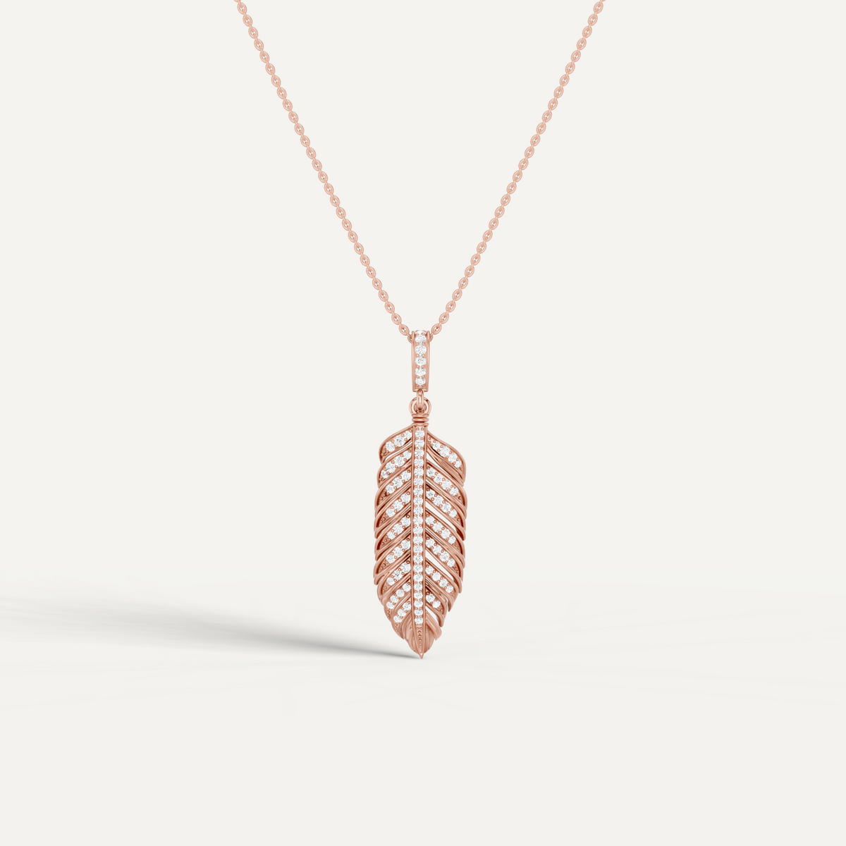 Plume, Feather Pendant in 14K Rose Gold