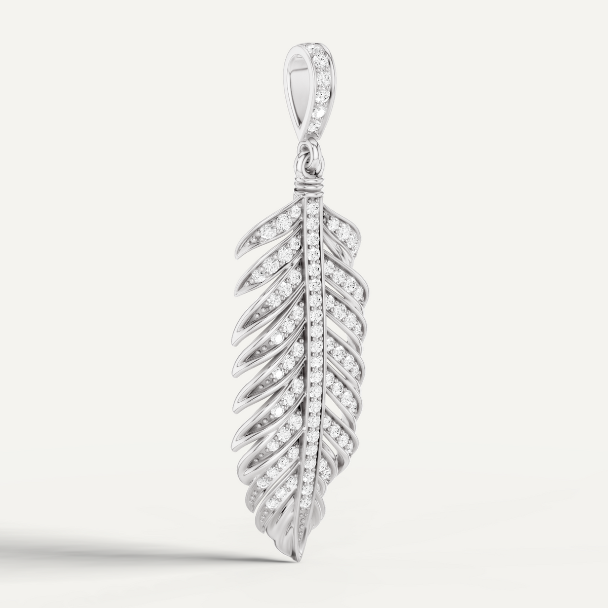 Plume, Feather Pendant in 18K White Gold