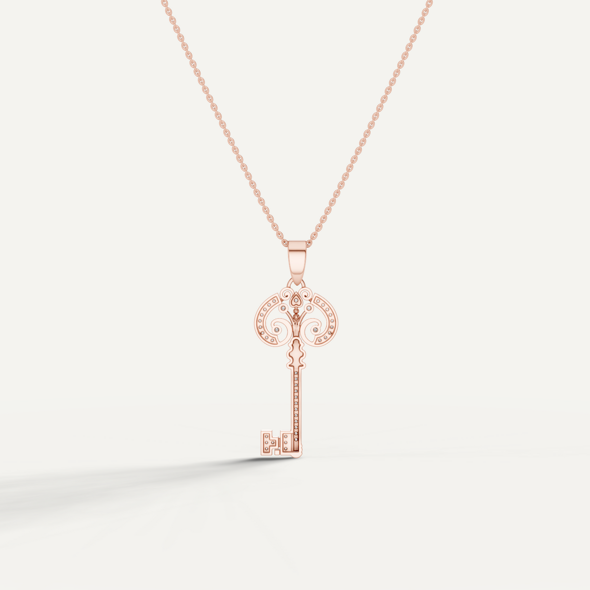 Cle Amour, Key Pendant in 14K Rose Gold