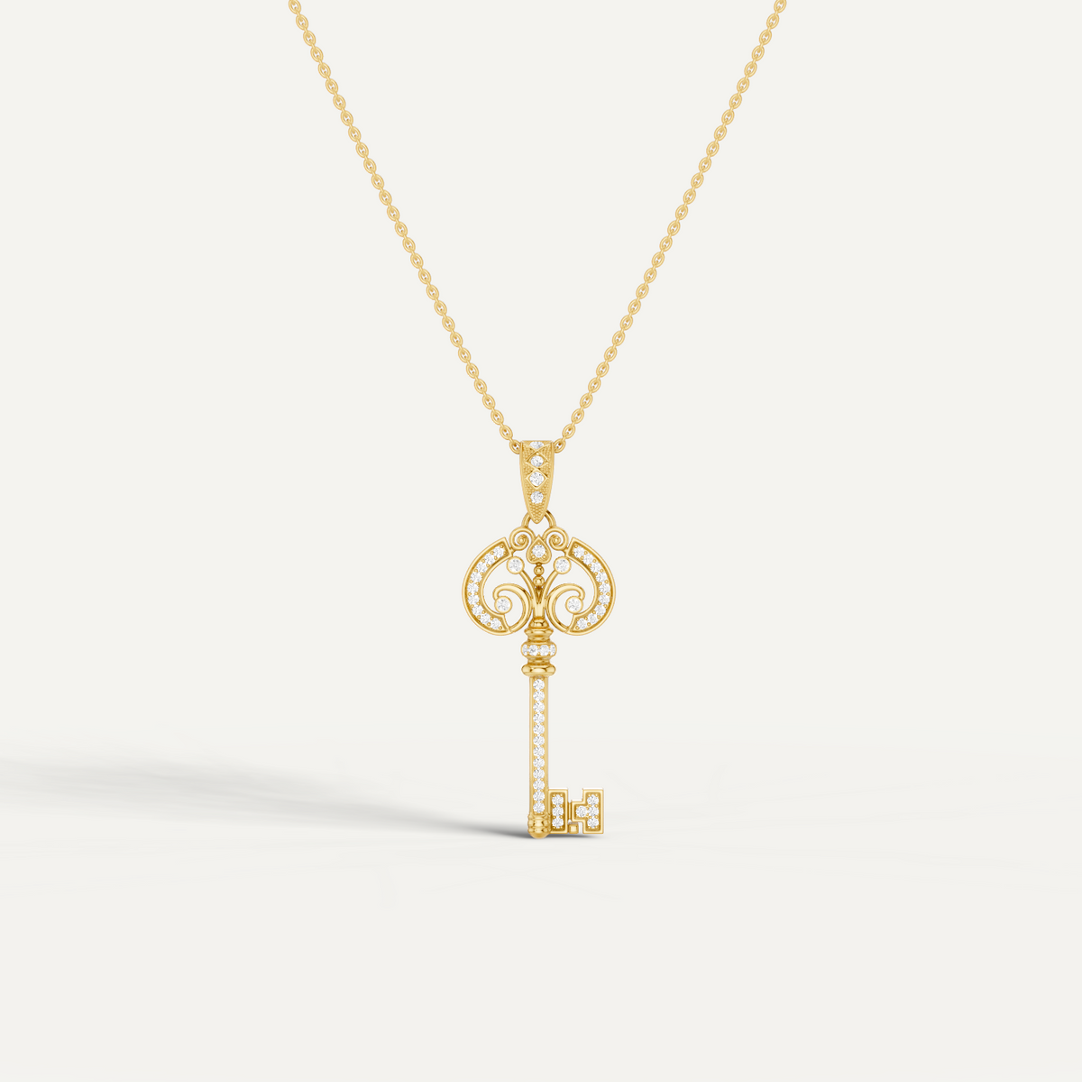 Cle Amour, Key Pendant in 14K Yellow Gold