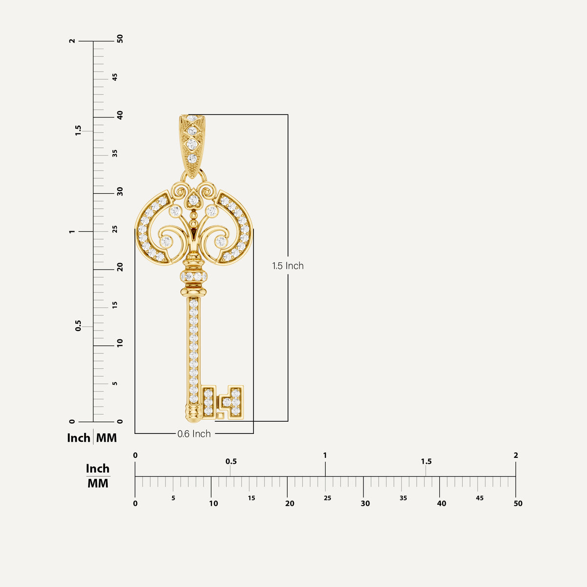 Cle Amour, Key Pendant in 14K Yellow Gold