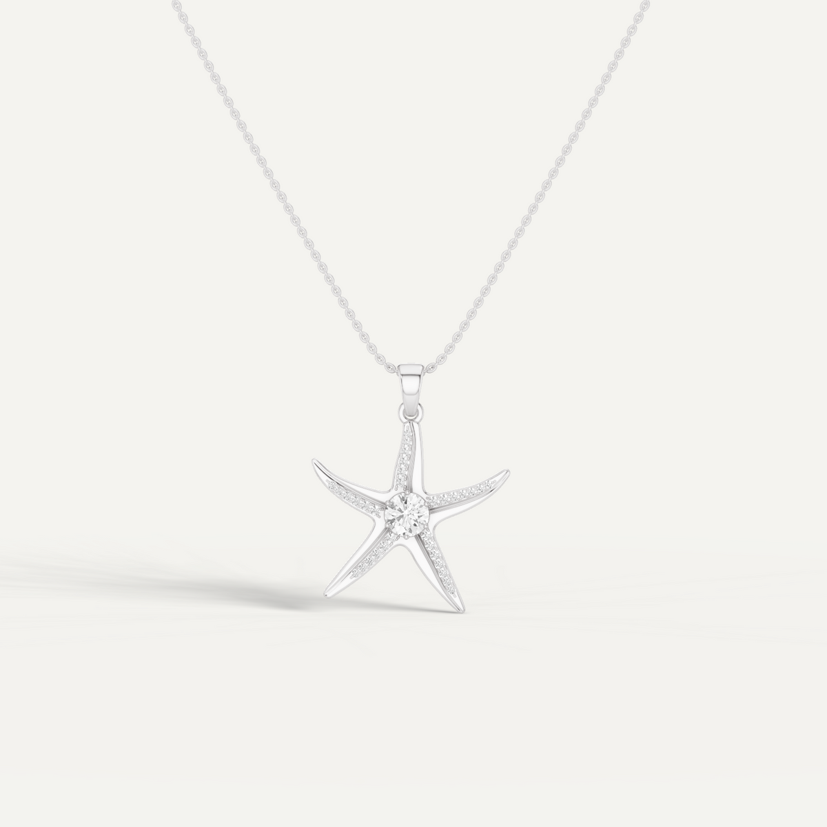 Seastar, Starfish Pendant in 14K White Gold