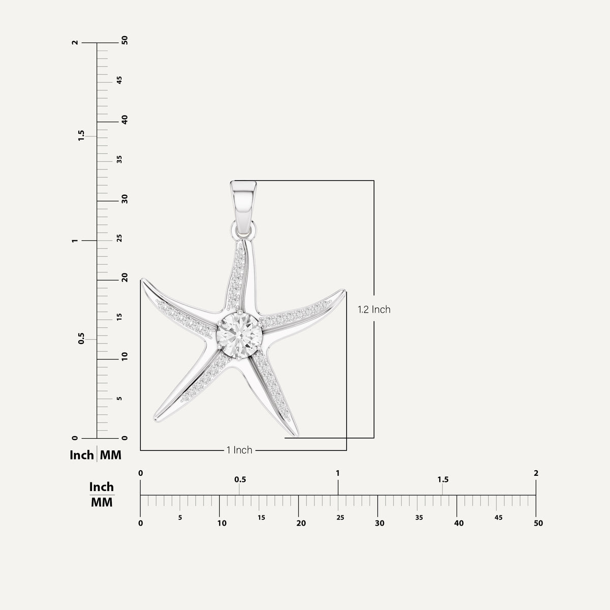 Seastar, Starfish Pendant in 14K White Gold