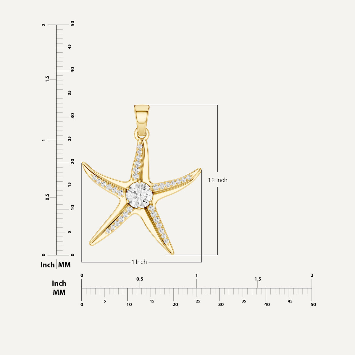 Seastar, Starfish Pendant in 14K Yellow Gold