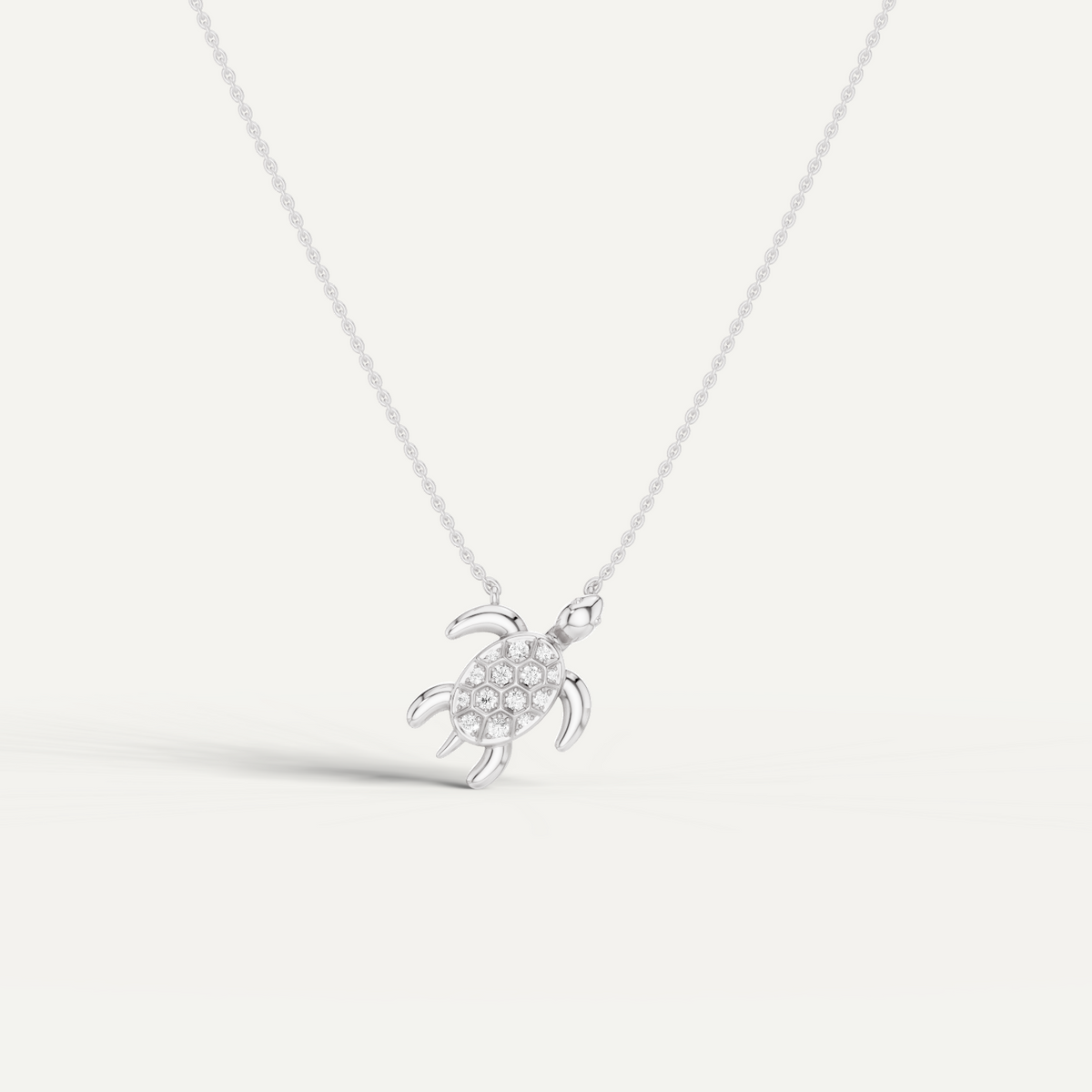Chelone, Turtle Pendant in 14K White Gold