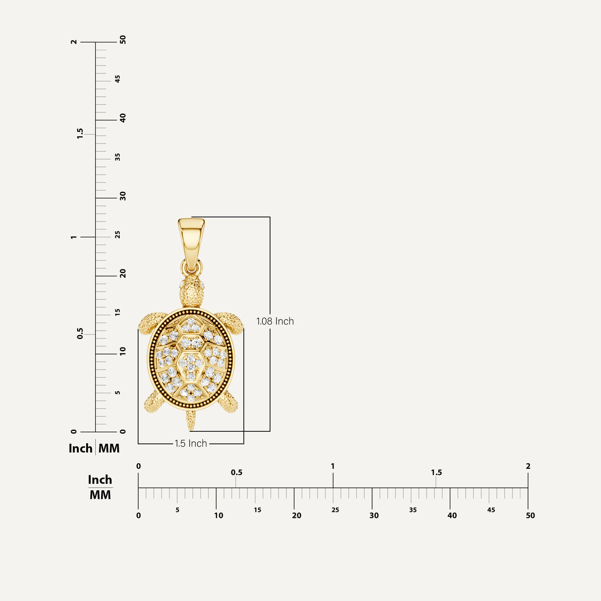 Sea Trot, Tortoise Pendant in 18K Yellow Gold