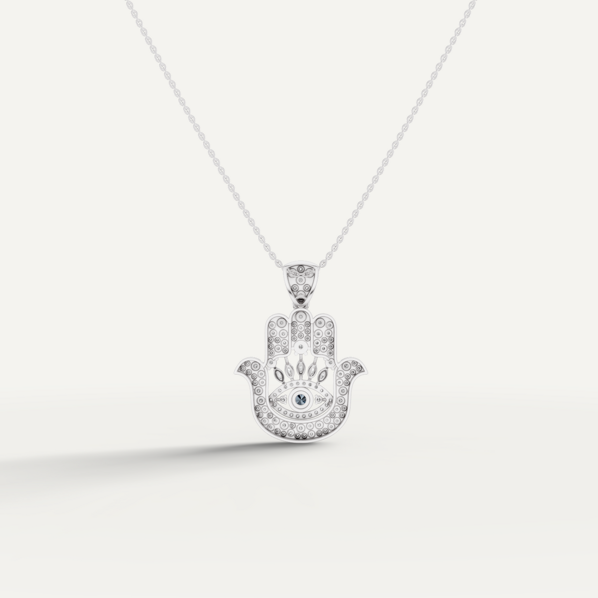 Hanzel, Hamsa Hand Pendant in 18K White Gold