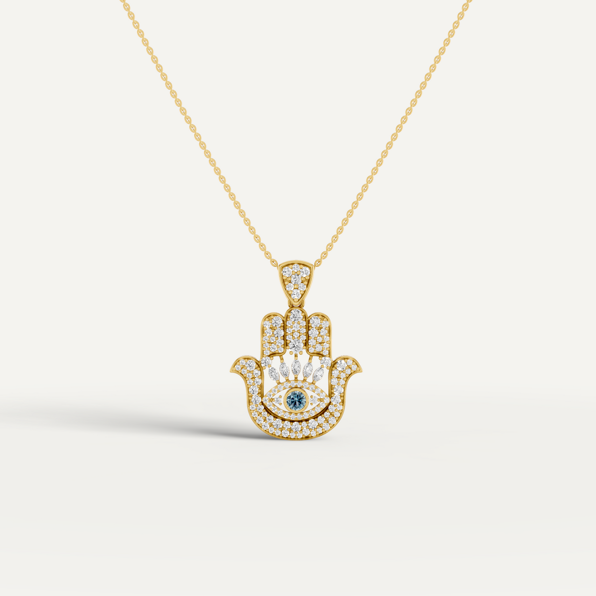 Hanzel, Hamsa Hand Pendant in 18K Yellow Gold