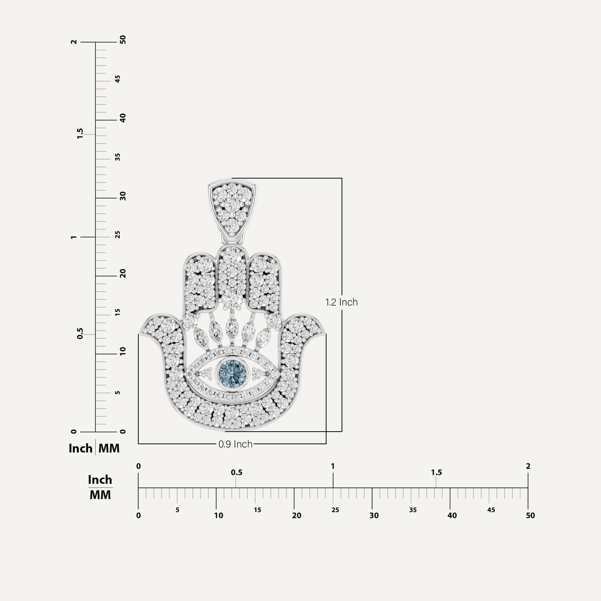 Hanzel, Hamsa Hand Pendant in 14K White Gold