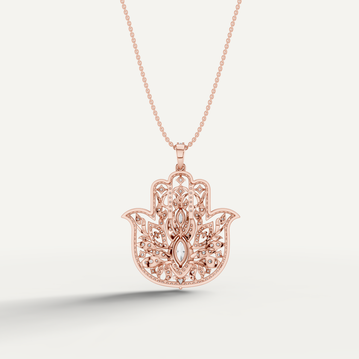 Guardian, Hamsa Hand Pendant in 14K Rose Gold