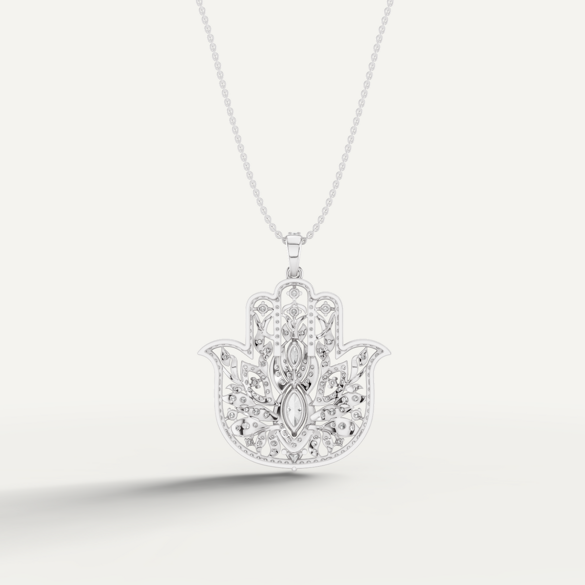 Guardian, Hamsa Hand Pendant in 18K White Gold