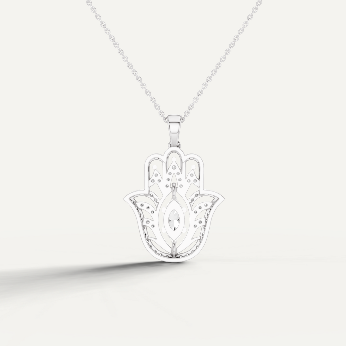 Palmara, Hamsa Hand Pendant in 18K White Gold