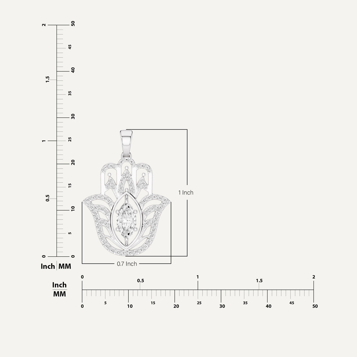 Palmara, Hamsa Hand Pendant in 18K White Gold