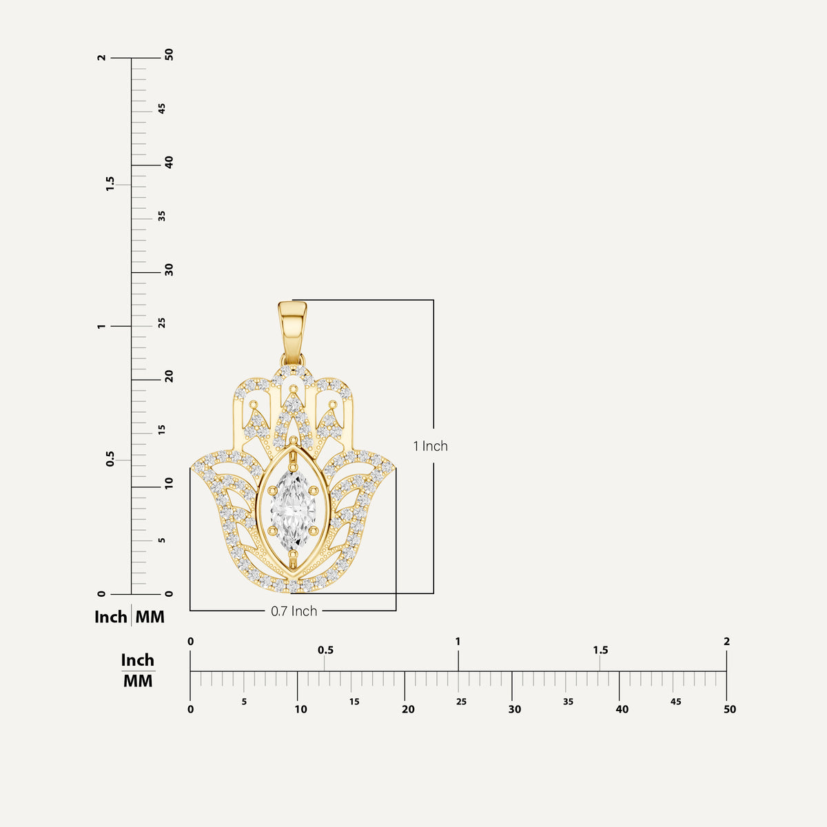 Palmara, Hamsa Hand Pendant in 18K Yellow Gold