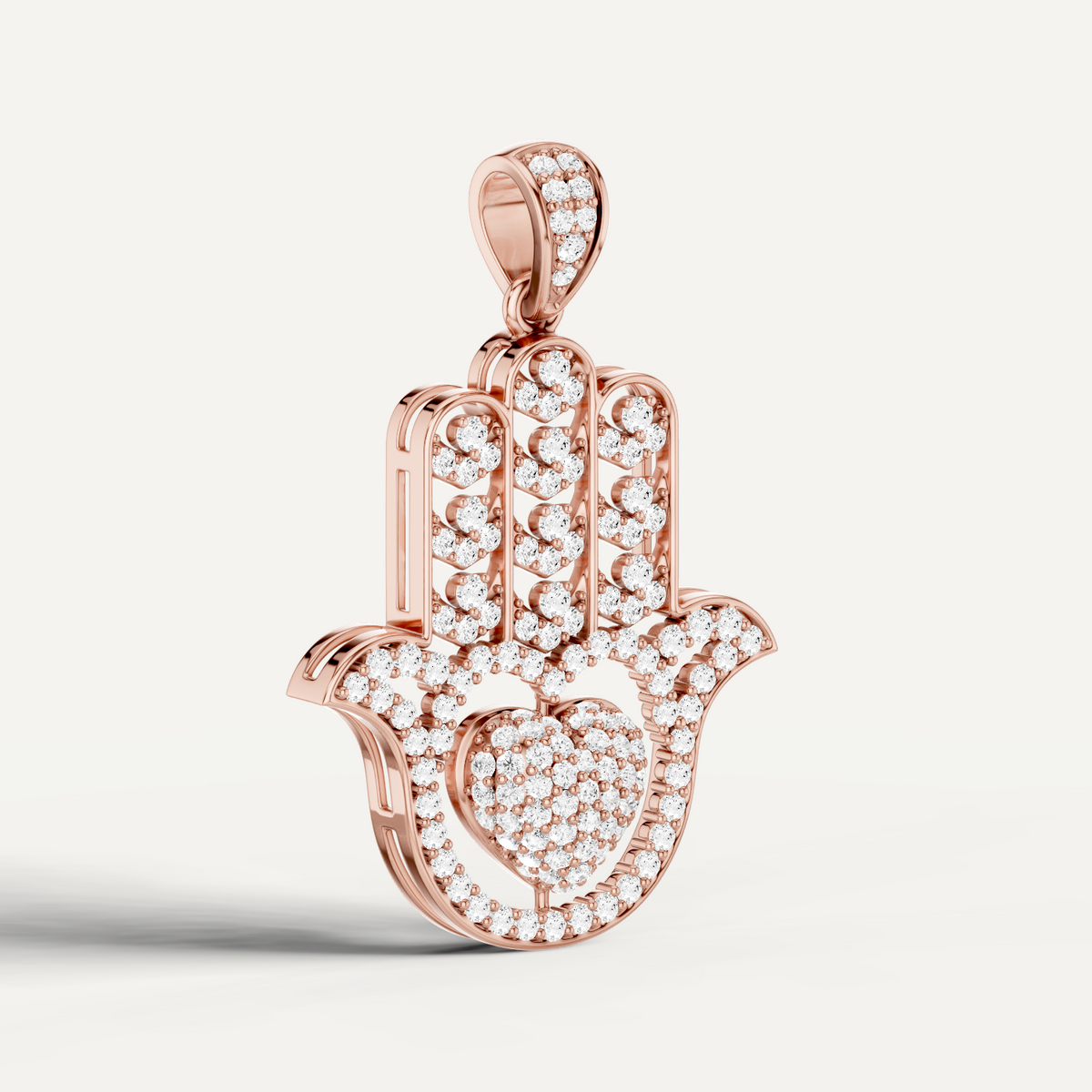 Mira, Hamsa Hand Pendant in 14K Rose Gold
