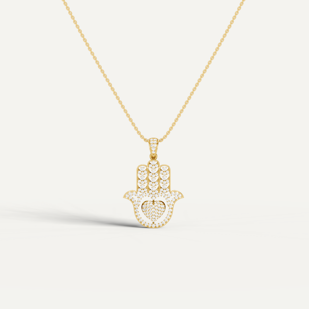Mira, Hamsa Hand Pendant in 18K Yellow Gold