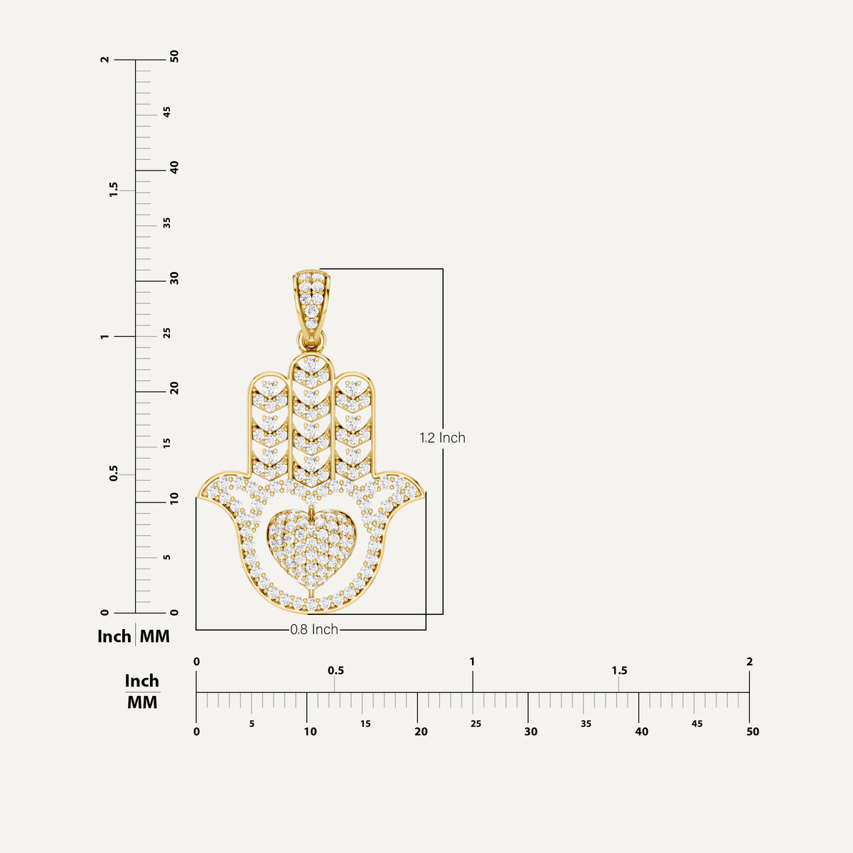 Mira, Hamsa Hand Pendant in 18K Yellow Gold