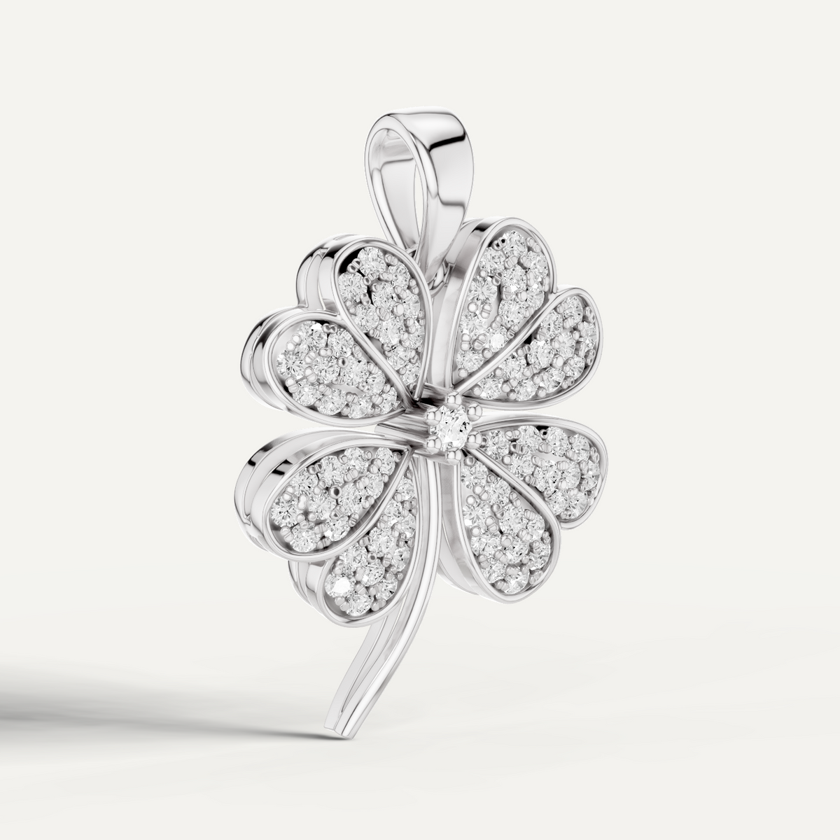 Chamour, Clover Leaf Pendant in 14K White Gold