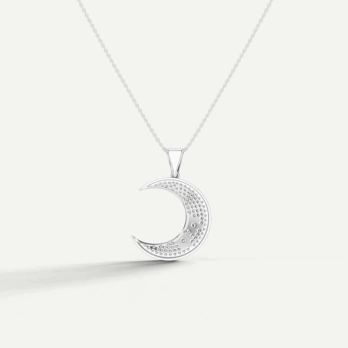 Luna, Moon Pendant in 14K White Gold