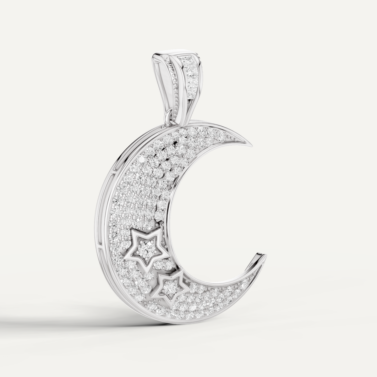 Luna, Moon Pendant in 14K White Gold
