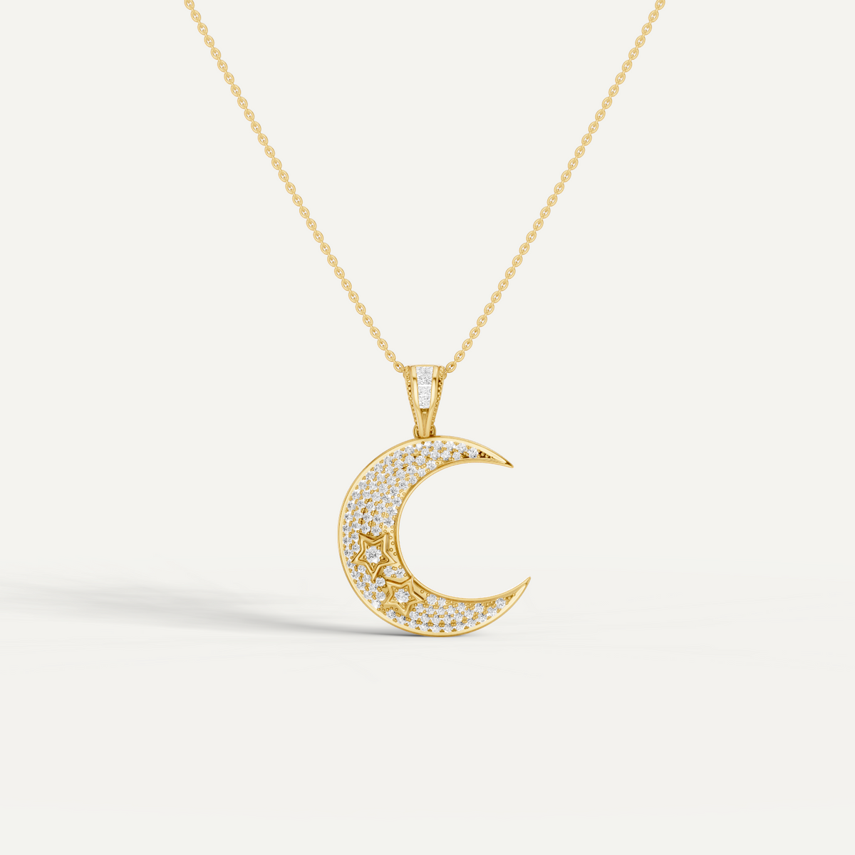 Luna, Moon Pendant in 14K Yellow Gold