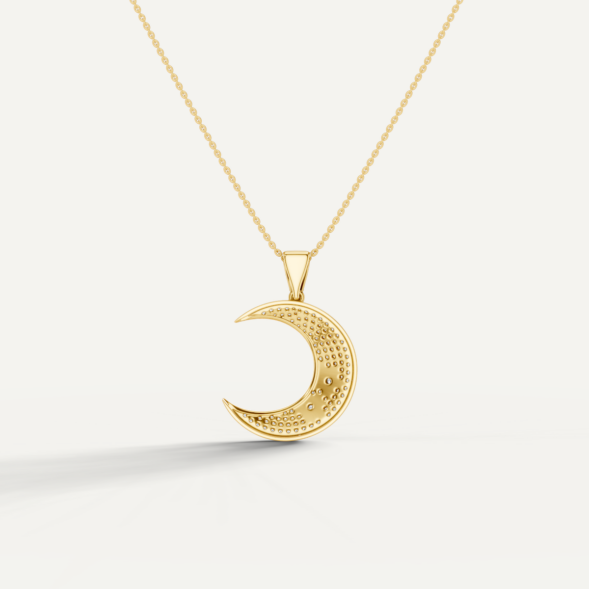 Luna, Moon Pendant in 14K Yellow Gold