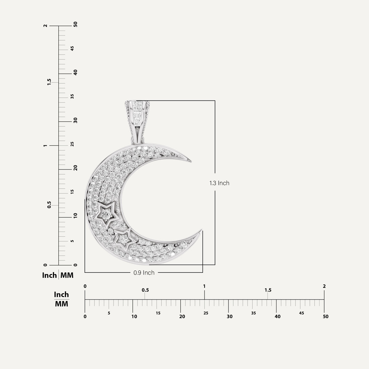 Luna, Moon Pendant in 14K White Gold
